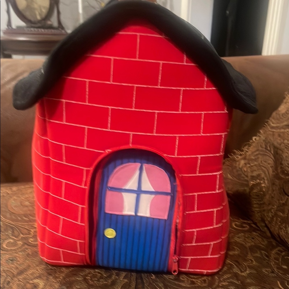 Three little pigs with red Brick Dollhouse plush